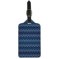 Blue Chevron Knitted Pattern Print Luggage Tag