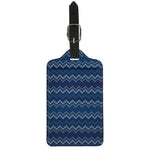 Blue Chevron Knitted Pattern Print Luggage Tag