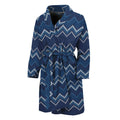 Blue Chevron Knitted Pattern Print Men's Bathrobe