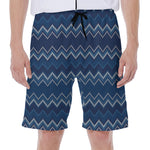 Blue Chevron Knitted Pattern Print Men's Beach Shorts