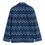 Blue Chevron Knitted Pattern Print Men's Blazer