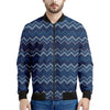 Blue Chevron Knitted Pattern Print Men's Bomber Jacket