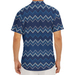 Blue Chevron Knitted Pattern Print Men's Deep V-Neck Shirt
