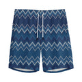Blue Chevron Knitted Pattern Print Men's Athletic Shorts