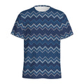 Blue Chevron Knitted Pattern Print Men's Athletic T-Shirt