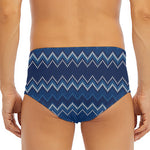 Blue Chevron Knitted Pattern Print Men's Triangle Swim Briefs