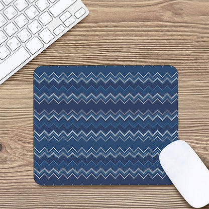 Blue Chevron Knitted Pattern Print Mouse Pad