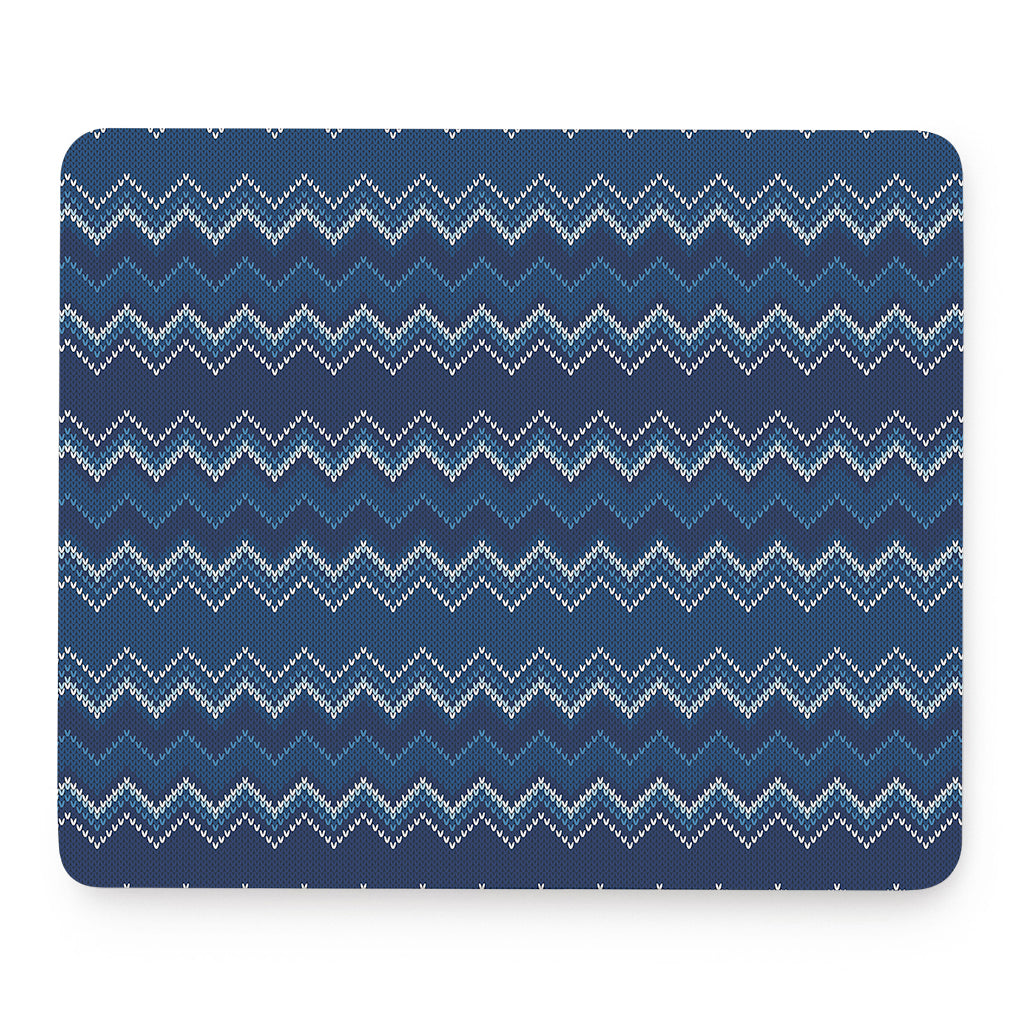 Blue Chevron Knitted Pattern Print Mouse Pad