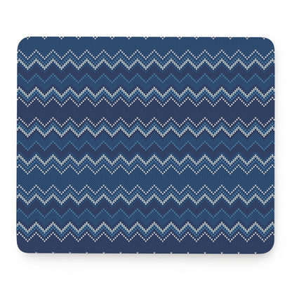 Blue Chevron Knitted Pattern Print Mouse Pad
