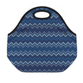 Blue Chevron Knitted Pattern Print Neoprene Lunch Bag