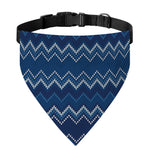 Blue Chevron Knitted Pattern Print Over The Collar Dog Bandana