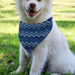 Blue Chevron Knitted Pattern Print Over The Collar Dog Bandana