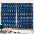 Blue Chevron Knitted Pattern Print Pencil Pleat Curtains