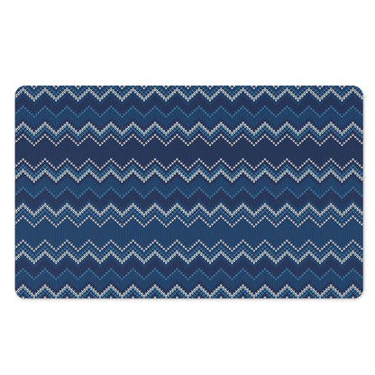 Blue Chevron Knitted Pattern Print Polyester Doormat