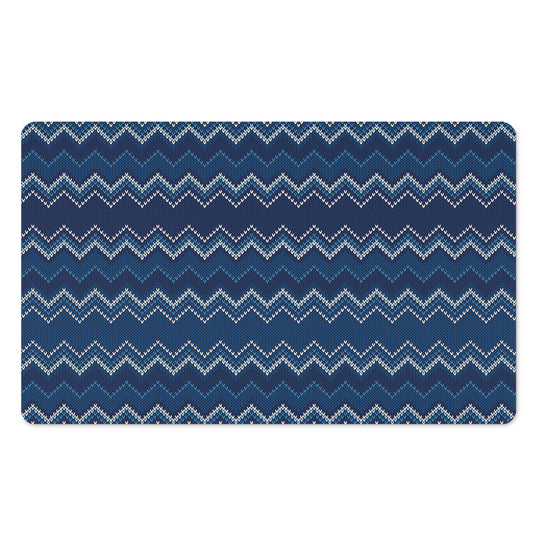 Blue Chevron Knitted Pattern Print Polyester Doormat
