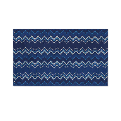 Blue Chevron Knitted Pattern Print Polyester Flag