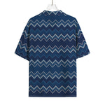 Blue Chevron Knitted Pattern Print Rayon Hawaiian Shirt
