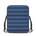 Blue Chevron Knitted Pattern Print Rectangular Crossbody Bag