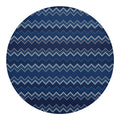 Blue Chevron Knitted Pattern Print Round Blanket