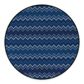 Blue Chevron Knitted Pattern Print Round Floor Mat