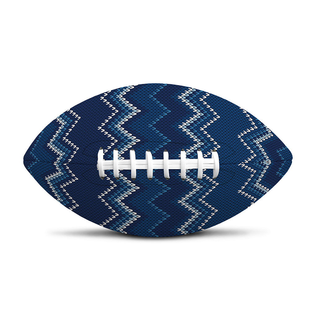 Blue Chevron Knitted Pattern Print Rugby Ball