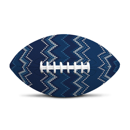 Blue Chevron Knitted Pattern Print Rugby Ball