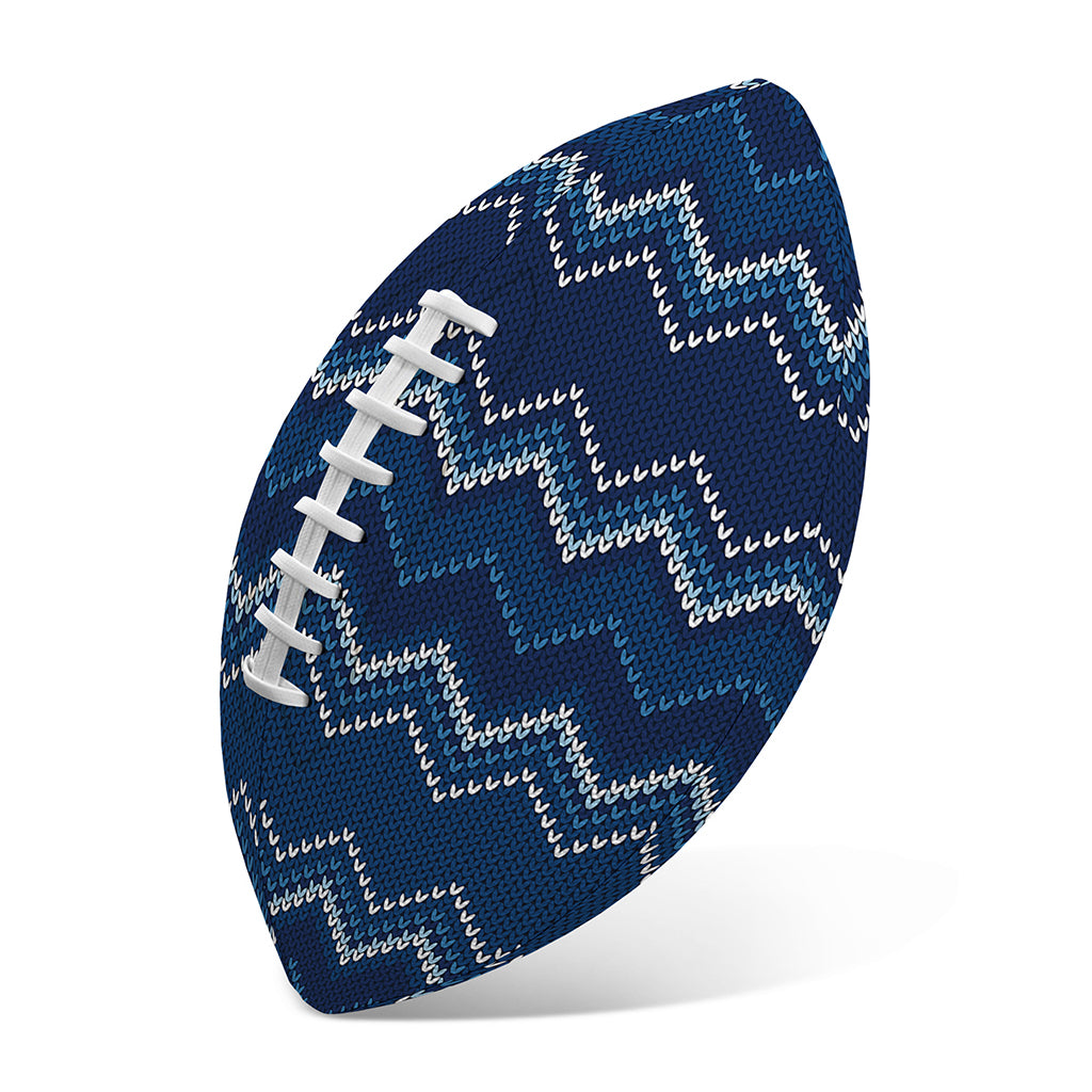 Blue Chevron Knitted Pattern Print Rugby Ball