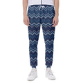 Blue Chevron Knitted Pattern Print Joggers