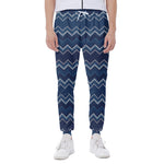Blue Chevron Knitted Pattern Print Scuba Joggers