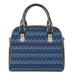 Blue Chevron Knitted Pattern Print Shoulder Handbag