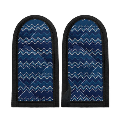 Blue Chevron Knitted Pattern Print Skillet Handle Cover