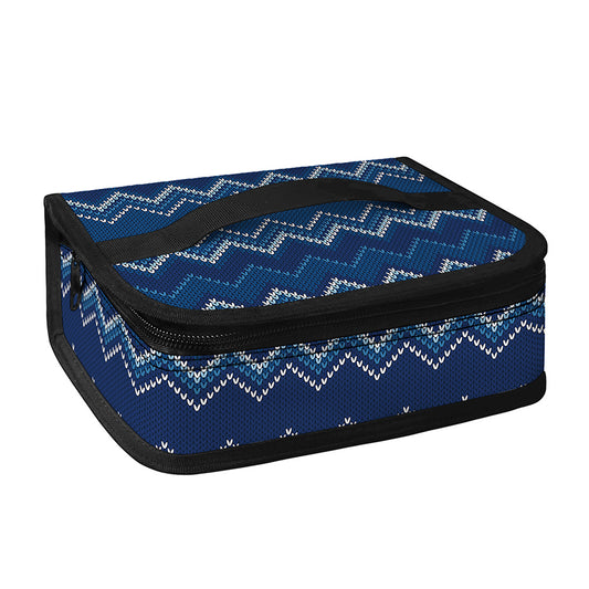 Blue Chevron Knitted Pattern Print Small Lunch Bag