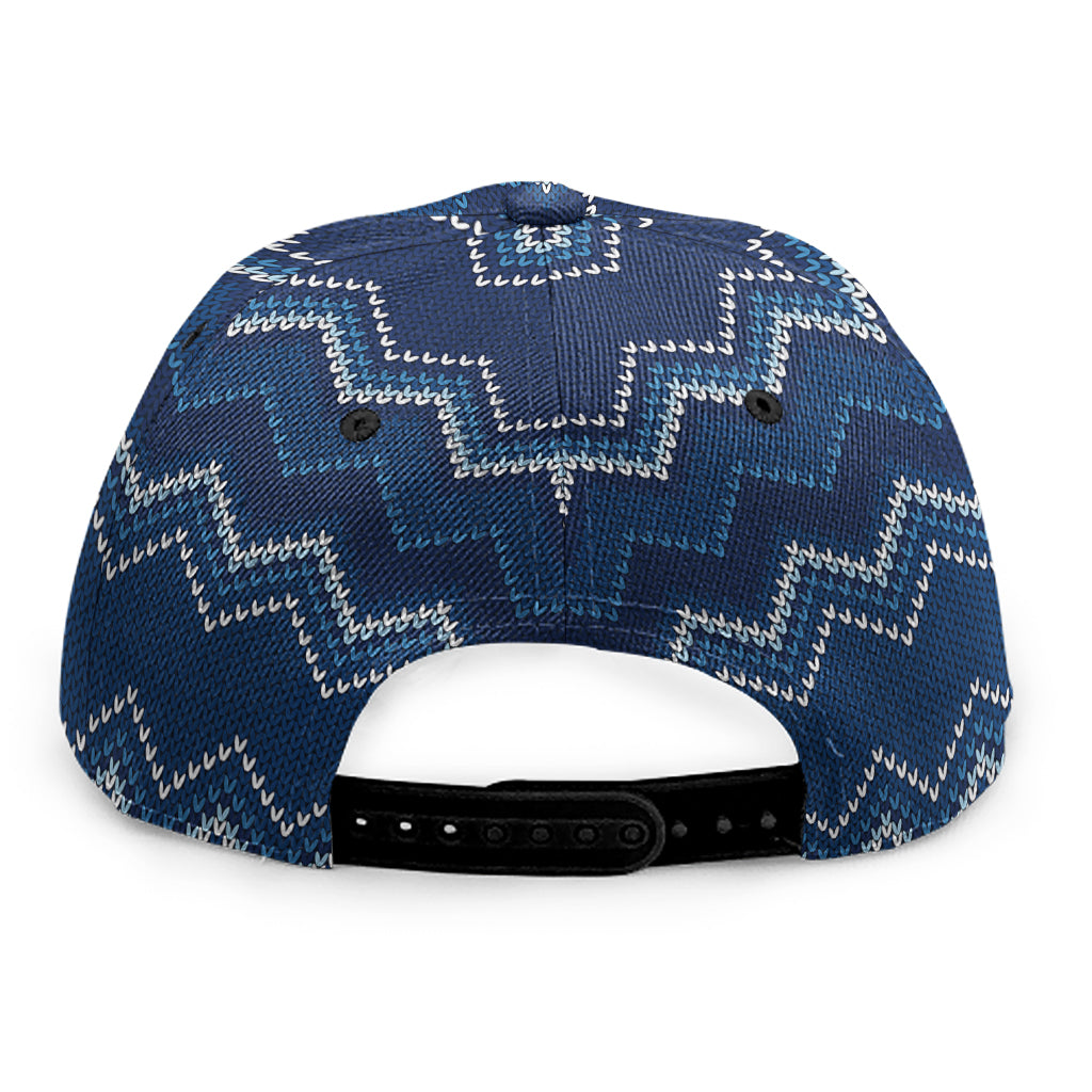 Blue Chevron Knitted Pattern Print Snapback Cap