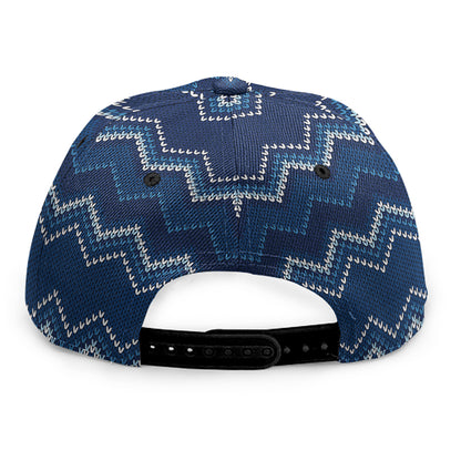 Blue Chevron Knitted Pattern Print Snapback Cap