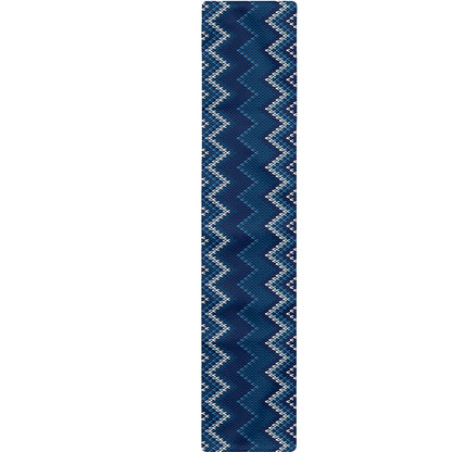 Blue Chevron Knitted Pattern Print Table Runner