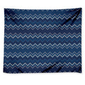 Blue Chevron Knitted Pattern Print Tapestry