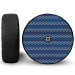 Blue Chevron Knitted Pattern Print Tire Cover With Camera Hole