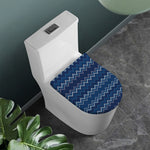 Blue Chevron Knitted Pattern Print Toilet Lid Cover