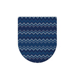 Blue Chevron Knitted Pattern Print Toilet Lid Cover