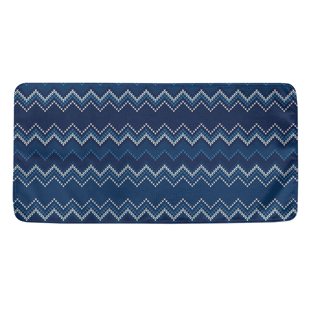 Blue Chevron Knitted Pattern Print Towel