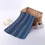 Blue Chevron Knitted Pattern Print Towel