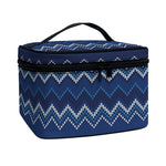 Blue Chevron Knitted Pattern Print Travel Makeup Bag