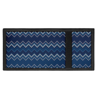 Blue Chevron Knitted Pattern Print Trifold Wallet