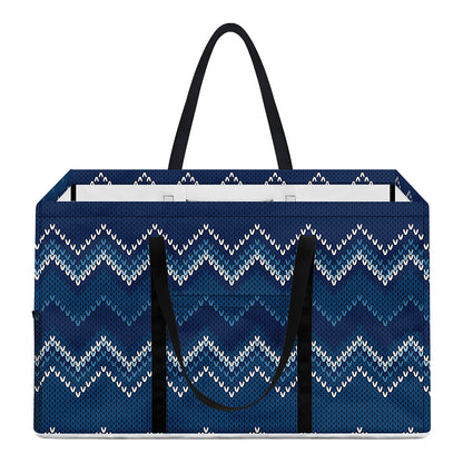 Blue Chevron Knitted Pattern Print Utility Tote Bag