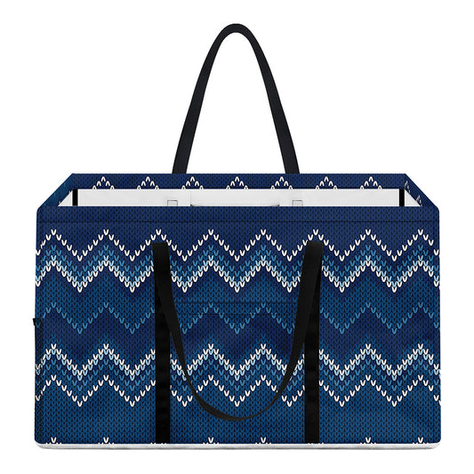 Blue Chevron Knitted Pattern Print Utility Tote Bag