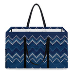 Blue Chevron Knitted Pattern Print Utility Tote Bag