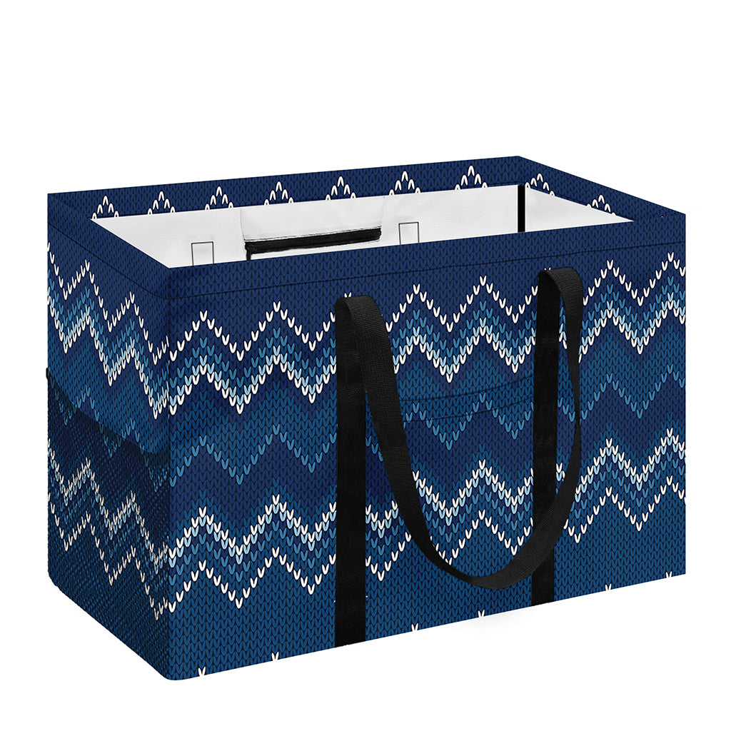 Blue Chevron Knitted Pattern Print Utility Tote Bag
