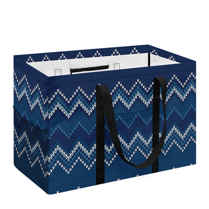 Blue Chevron Knitted Pattern Print Utility Tote Bag