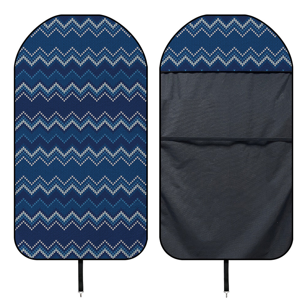 Blue Chevron Knitted Pattern Print Waterproof Car Seat Cover