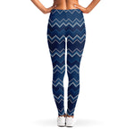 Blue Chevron Knitted Pattern Print Women's Leggings